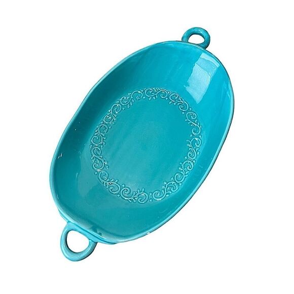Maioliche Jessica Handmade Italian Oblong Serving Bowl – Tiffany Blue Turquoise - Picture 1 of 10
